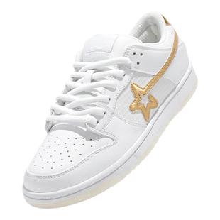 RIPSTAR/爆炸星白色星星板鞋女秋冬季新款情侣休闲鞋子男【白金】