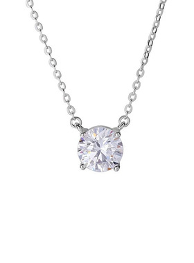 诗予饰S925纯银单钻四爪微镶项链