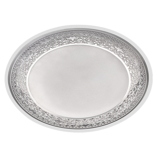 滇庆堂足银999纯手工雪花银餐盘食用熟银餐具纯银果盘银碟子家用