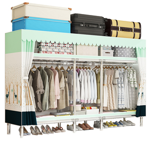 简易衣柜家用卧室出租房用收纳柜子组装全钢架结实耐用布衣柜衣橱