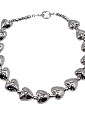 金属立体爱心项链锁骨颈链女