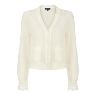 MARYLING玛俪琳春秋米白色V领针织羊毛开衫A1DAW08940