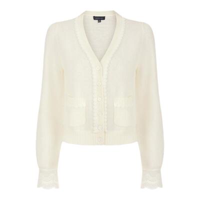 MARYLING米白色V领针织开衫