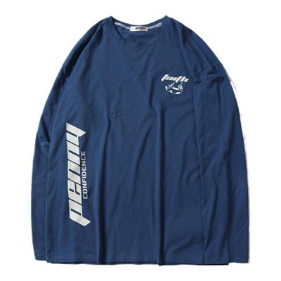 纺布者潮牌胖子字母印花长袖t恤