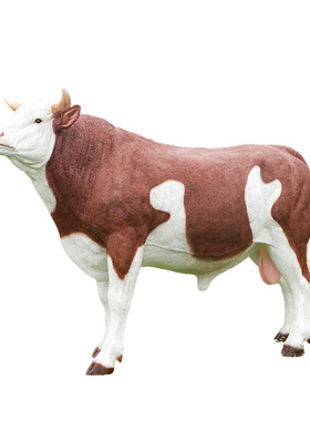 艺家乡仿真西门塔尔牛模型摆件