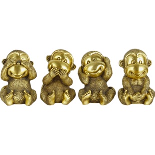 纯铜四不猴工艺品摆件铜猴子家居办公室饰品摆件生肖猴铜猴子礼品