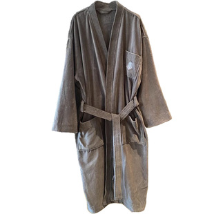 Miss king 五星级酒店浴袍情侣中长款纯棉毛巾料睡袍长款全棉吸水