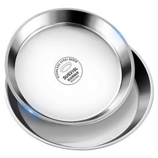 食品级加厚316不锈钢盘子圆盘家用圆形托盘浅盘蒸盘铁菜盘304碟子