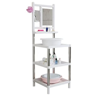 老式洗脸盆架子农村落地家用置物架不锈钢面盆架多层卫生间收纳架