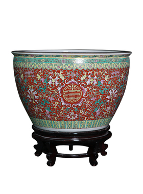 陶瓷画缸新中式客厅庭院瓷瓶摆件