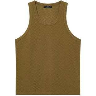 JDV男装商场同款春夏新款男士绿色针织背心打底百搭STV5358