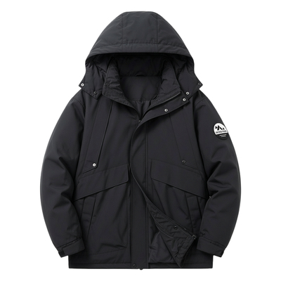 工装连帽加厚鸭绒羽绒服美式