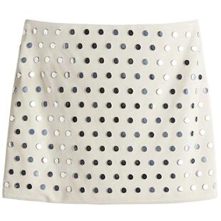 HM女装半身裙冬季时尚礼服重磅修身直筒铆钉party小礼裙1256954