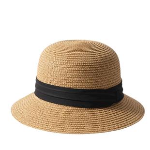 型公馆法式草帽防晒帽女海边赫本风遮阳渔夫帽太阳编织帽子平顶夏