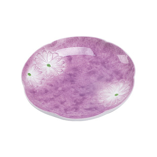 雅器茶居—豆蔻紫纯手绘壶承手工花口陶瓷干泡盘小型茶台小茶盘
