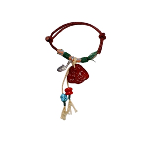 二姐家珠宝定制手工精编牛皮绳艺绿松南红925银蜜蜡手牌手链手绳