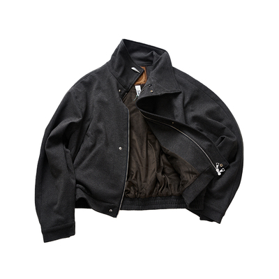 高领冬季加厚保暖毛呢短夹克