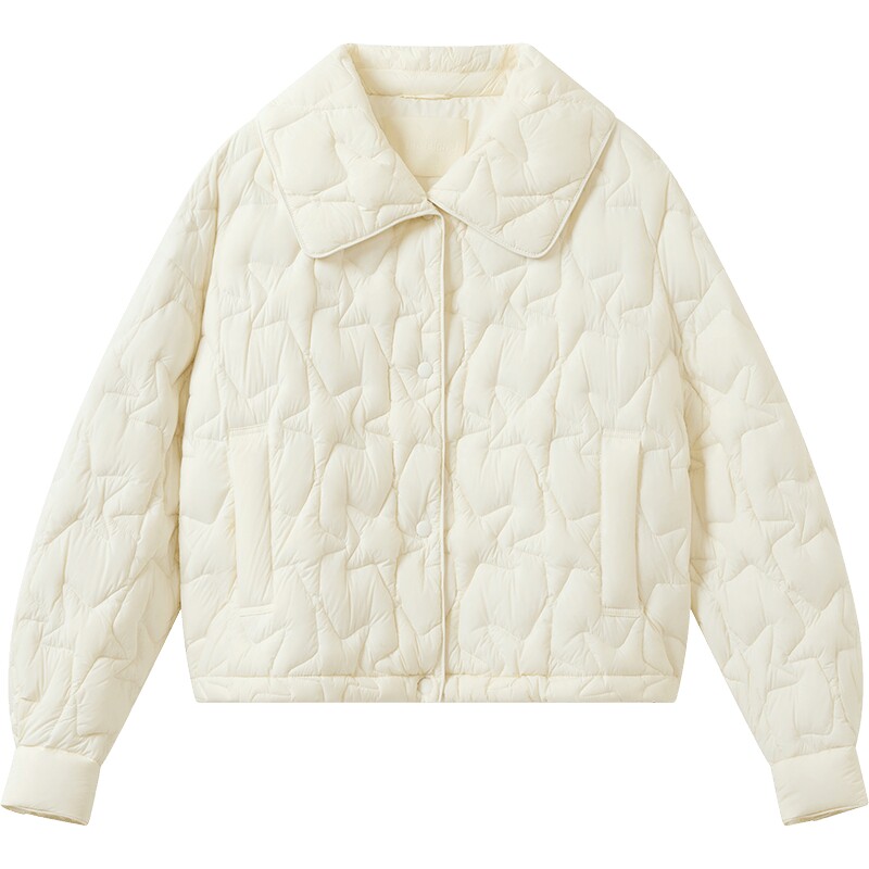 播冬季粉色轻薄宽松短款几何绗线羽绒服女BDS4RD3834