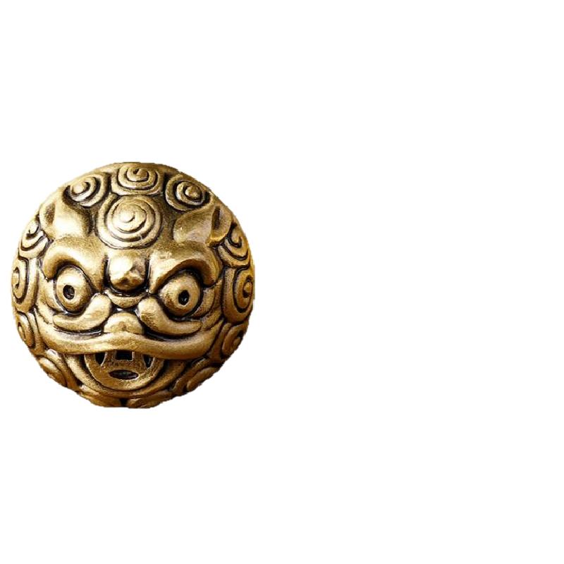 黄铜醒狮文玩手球手把件中老年人手握球核桃健身保健球送爸爸礼物