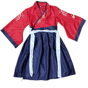 儿童汉服国学服装书童男女同款小学生开学典礼三字经连体演出服