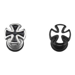 PDSTYLE 复古十字花黑白耳钉男高级感痞帅小众个性ins风潮人耳饰