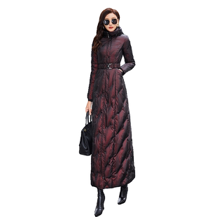 暗红色长款羽绒服女款2024冬季新款时尚洋气加厚白鸭绒外套987
