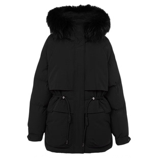 朗姿霍尔多巴吉鹅绒羽绒服连帽修身时尚通勤上衣女2025年冬季新款