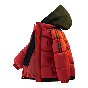 2025新款二棉男童羽绒棉加厚秋冬款拼接棒球服冬季夹棉外套中大童
