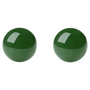 天然和田玉18K金素钉女碧玉单珠耳钉菠菜绿气质高级感妈妈款耳饰