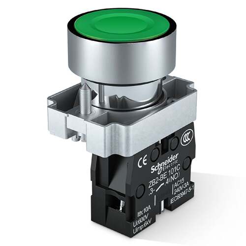 议价施耐德按钮开关平头自复位点动式22mm启动绿色金属XB2BA31C/4