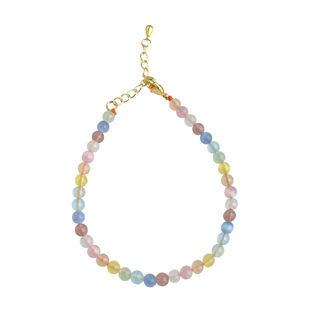 多巴胺玻璃猫眼石项链甜美泫雅风彩色串珠锁骨链手链套装ins颈链