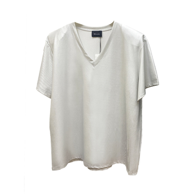 垫肩短袖宽松正肩V领薄泳布女