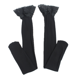 春秋中厚黑白宽蕾丝花边硅胶防滑高筒袜天鹅绒长筒袜女士袜子丝袜