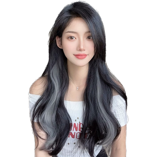 挂耳染假发片一片式假发女长卷发自然仿真彩色挑染假发片隐形发条