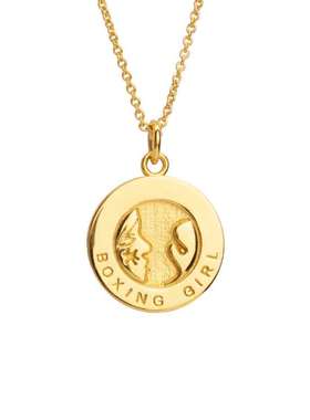 原创设计镀金铁拳少女双面项链