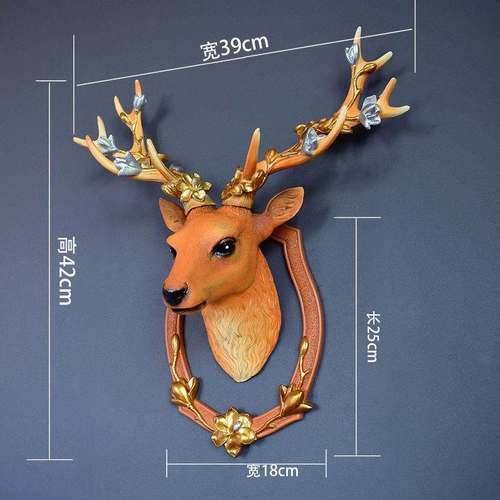 招财鹿头挂墙装饰品高档轻奢墙面装饰客厅电视背景墙创意立体挂件