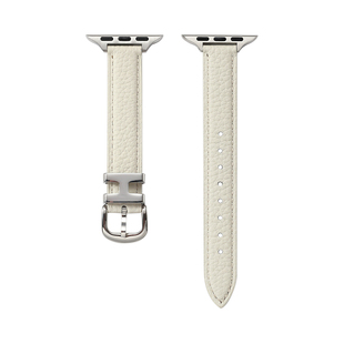 iserisewatch适用apple watch11表带苹果手表s10皮质金属H扣iwatchs9夏季透气SE41mm商务男女款ultra高级感s7