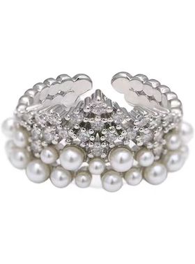 法式澳白开口宽版珍珠戒指