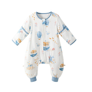 爱贝迪拉婴儿纱布睡袋春夏薄款分腿儿童3到6岁宝宝防踢被四季通用