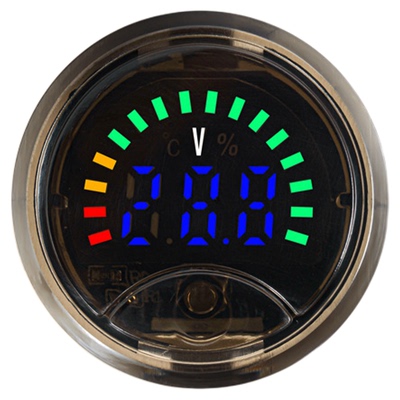 电动车电量电压表显示器电瓶蓄电池通用反接保护DC7-100V圆形两线