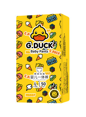 GH.DUCK小黄鸭拉拉裤裸感纸尿裤婴儿超薄透气成长裤宝宝尿不湿