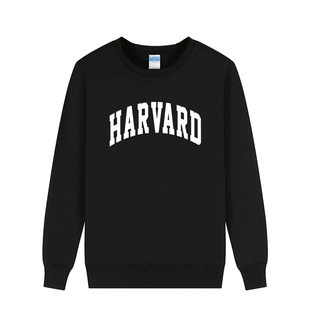 HARVARD卫衣哈佛大学校服圆领套头秋季加绒情侣大码宽松长袖外套