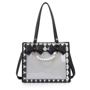 呜咚小铺原创日常百搭斜挎二次元吧唧徽章透明痛包女【草莓巴菲】