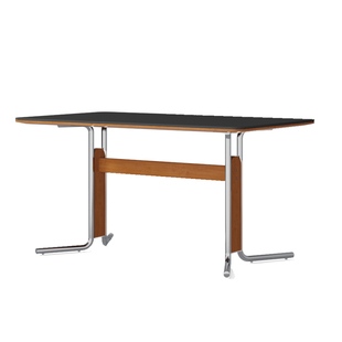 几象复古布伦特现代简约长方形岩板长餐桌椅组合家用实木不锈钢腿