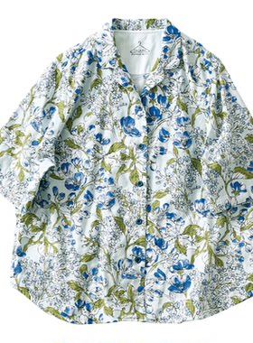 纯棉双纱棉植物印花家居服睡衣女
