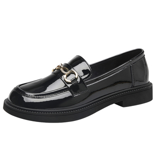 红蜻蜓夏季女鞋新款休闲英伦皮鞋一脚蹬懒人乐福鞋女真皮通勤单鞋