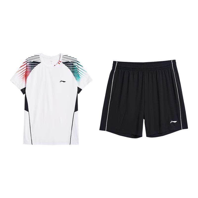 李宁羽毛球服男2025夏季新款透气速干运动套装比赛训练服短袖短裤