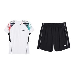 李宁羽毛球服男2026夏季新款透气速干运动套装比赛训练服短袖短裤