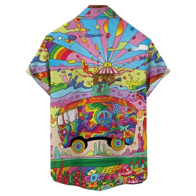 男士印花短袖翻领衬衣