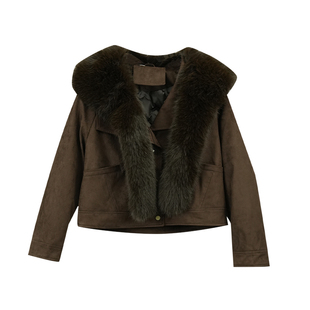 可拆卸大毛领轻薄女短款羽绒服鹿皮绒洋气保暖气质外套2025冬季款